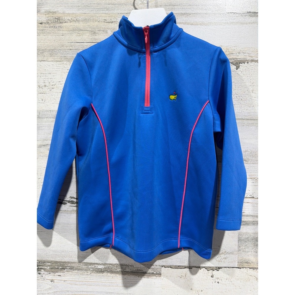 Masters Quarter Zip Pullover Kids 3T Blue Pink Piping Golfcore EUC